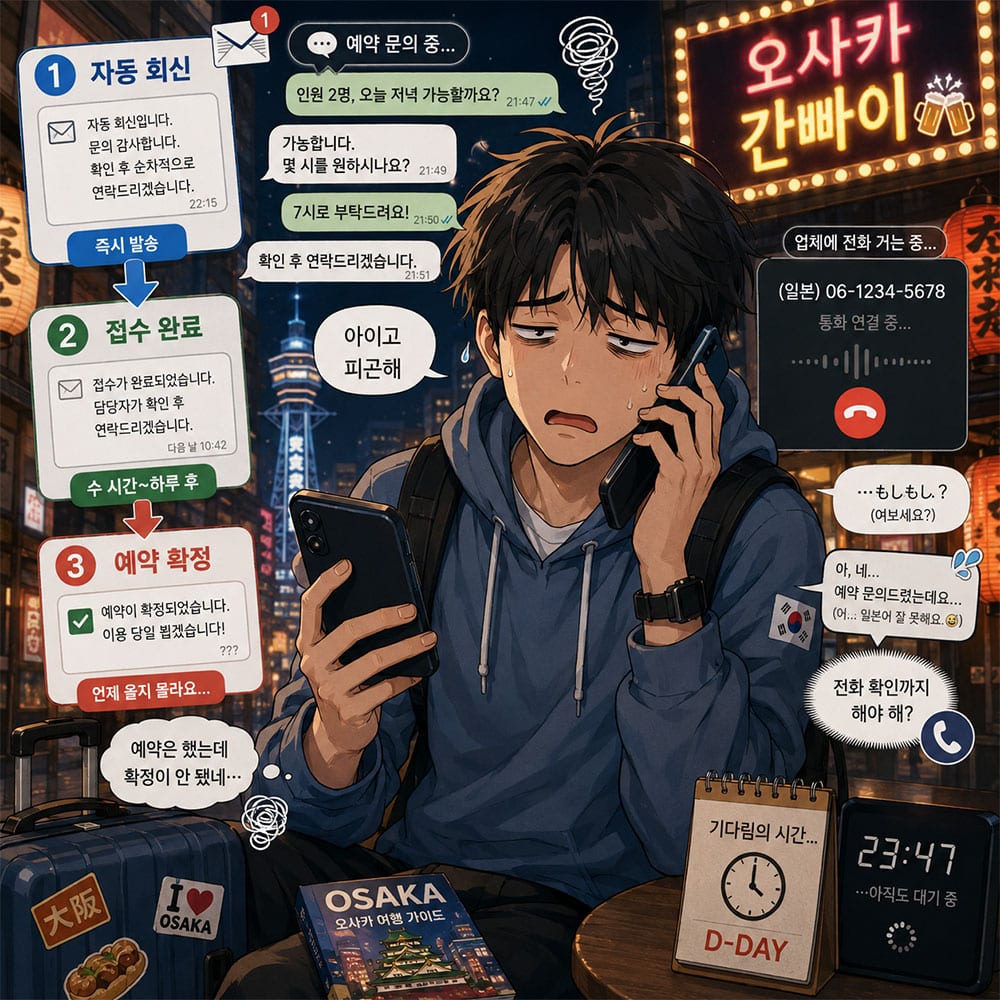기존 호테헤루나 일본 예약시의 불편함을 그림으로 표현