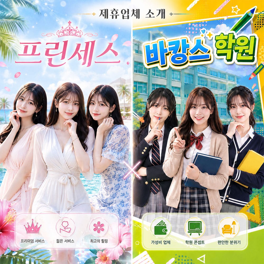 오사카 호테헤루 프린세스와 바캉스의 포스터속 여성들의 모습