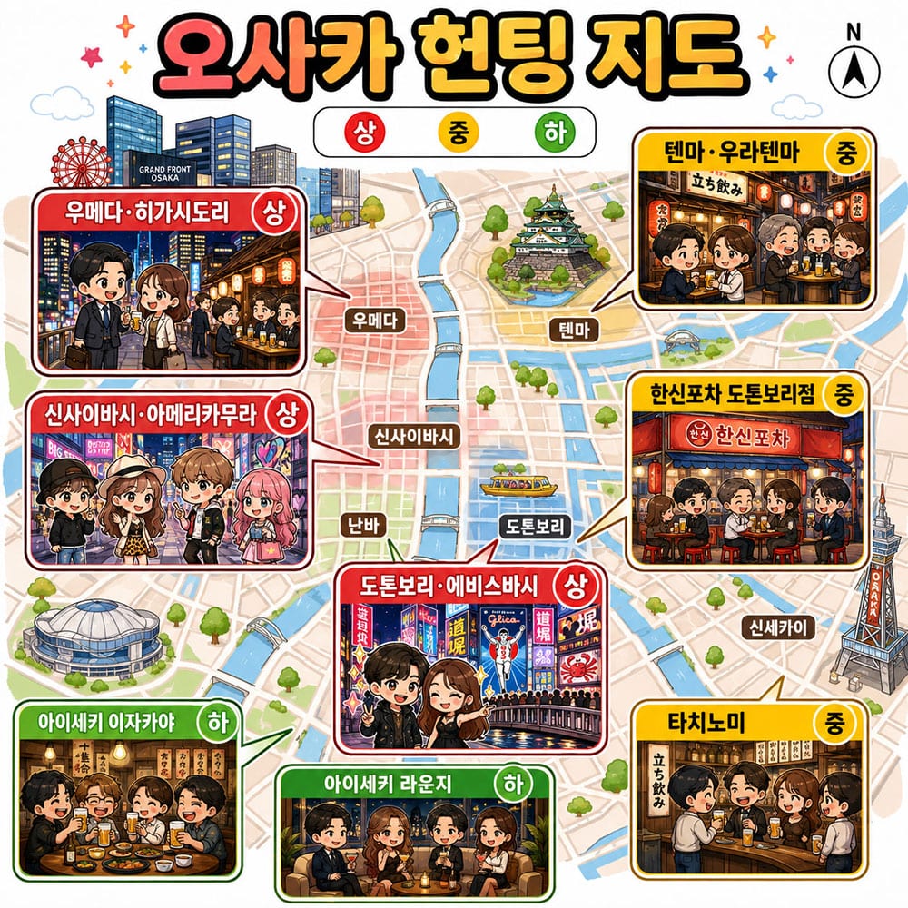 오사카 중심부 난파 난이도를 AI를 통해 지도로 표현